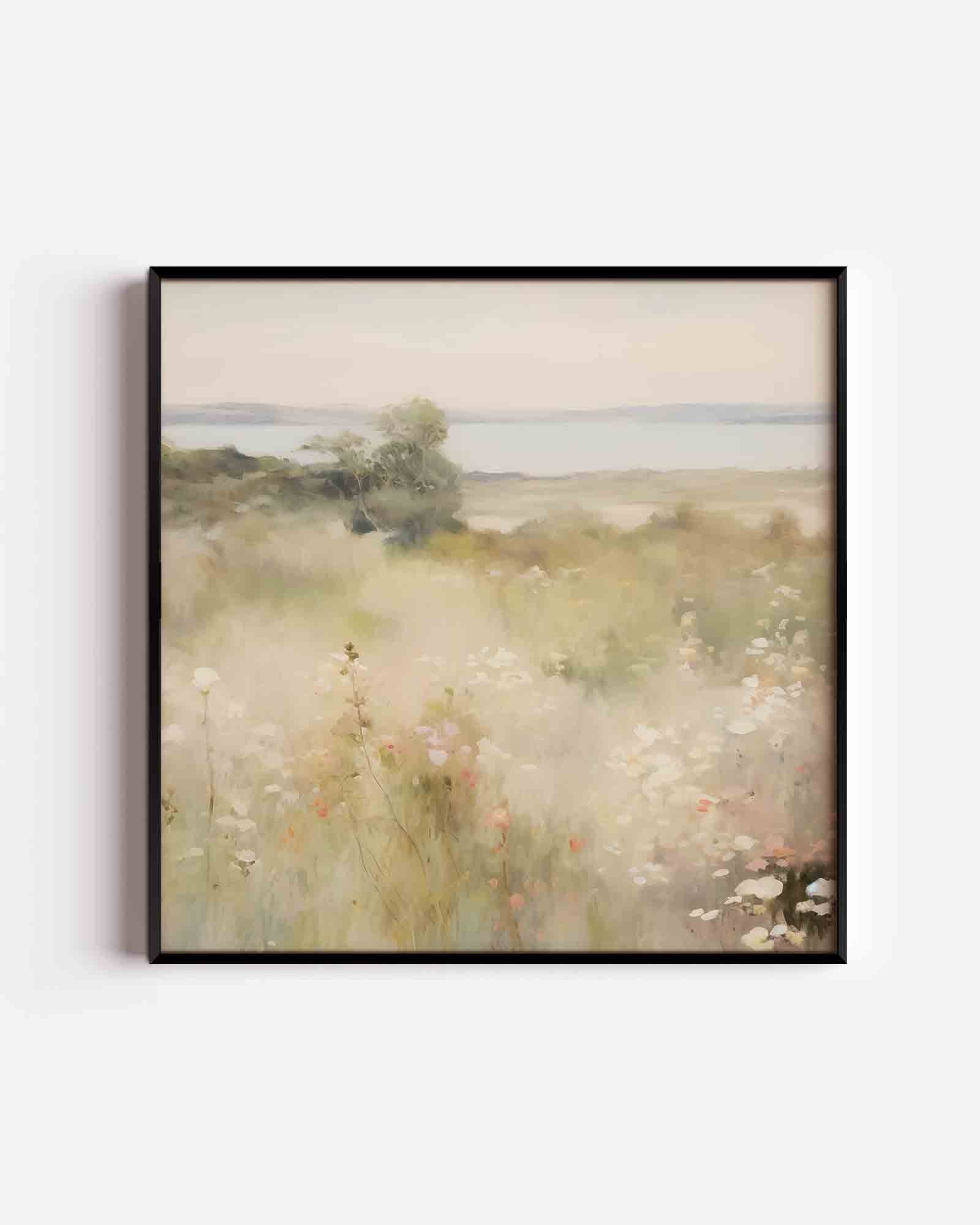 Bloemenveld bij zee Poster