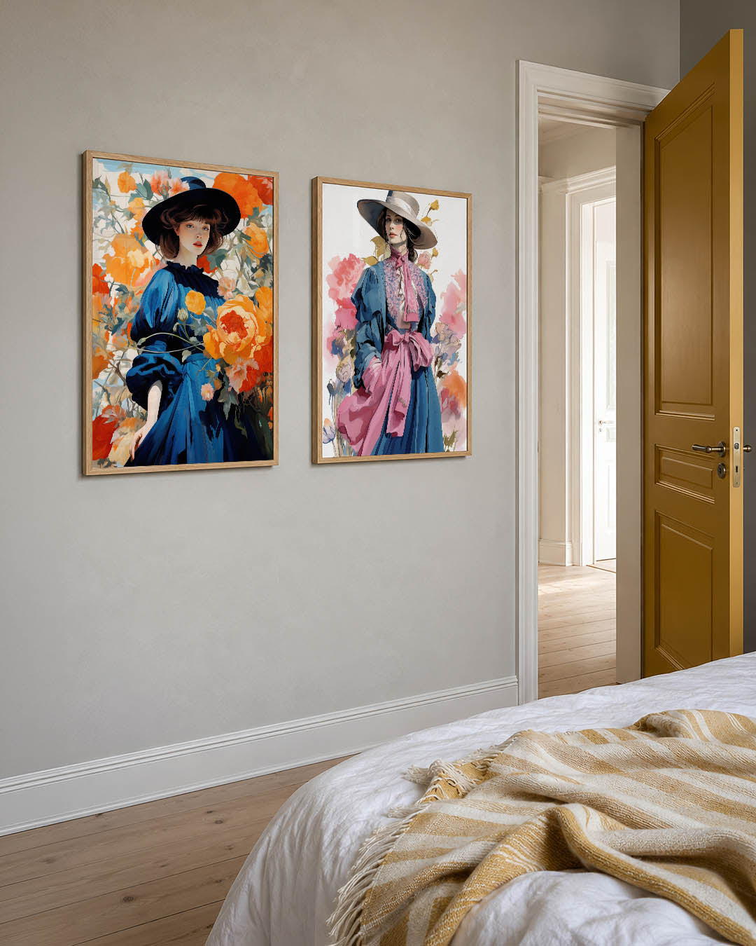 Bloemen en blauw Posterset