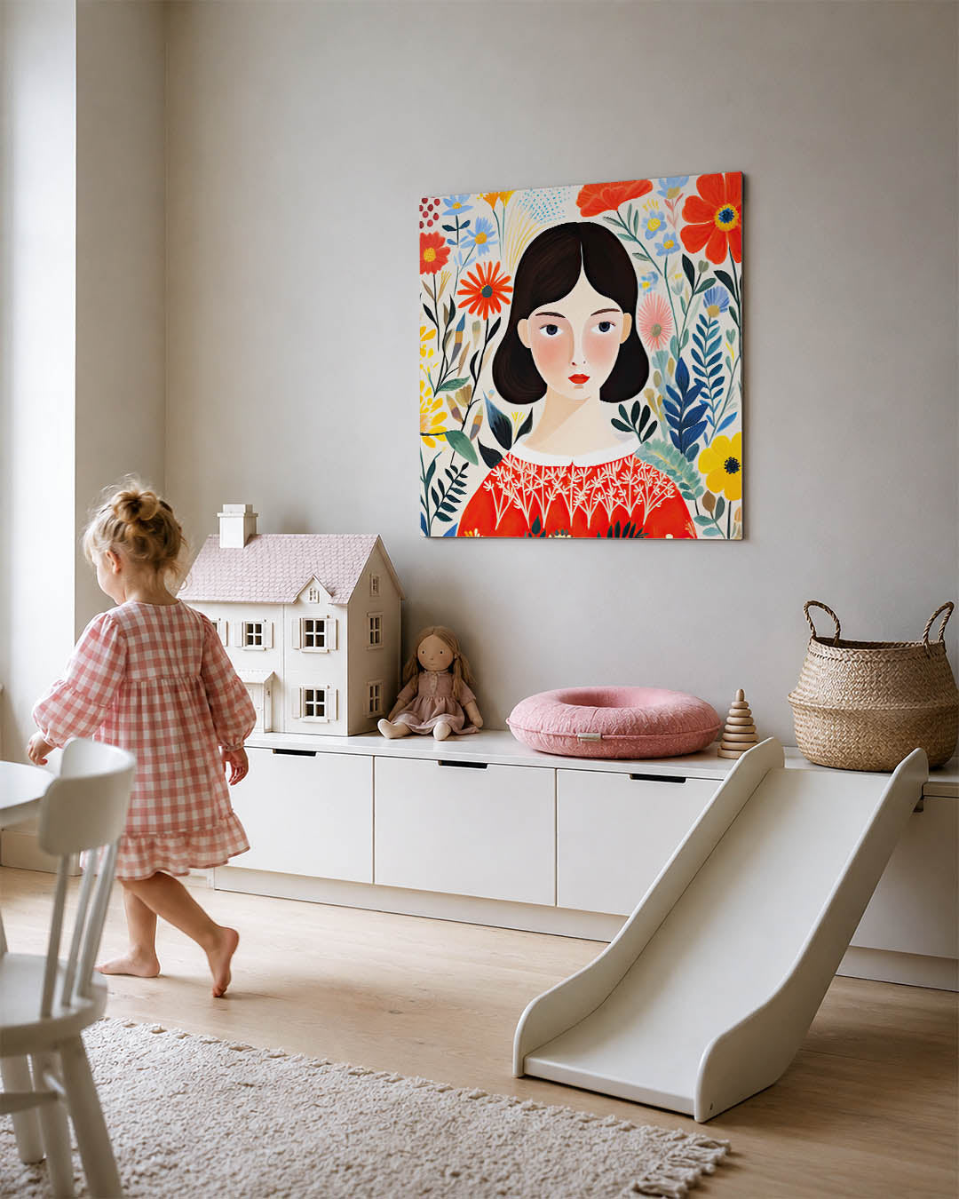 Vrouwelijk bloemenportret Kunstwerk