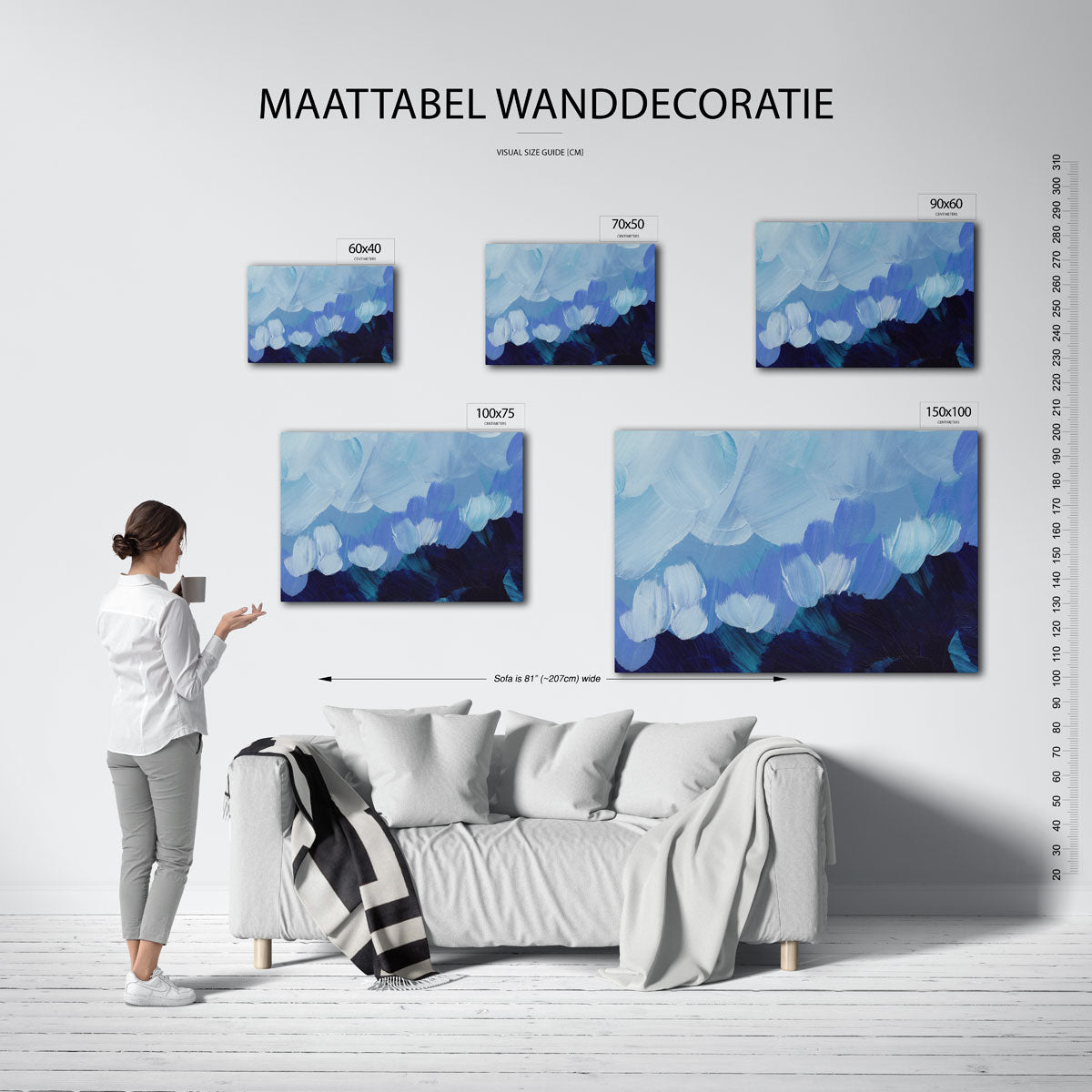 Dynamische blauwtinten Kunstwerk
