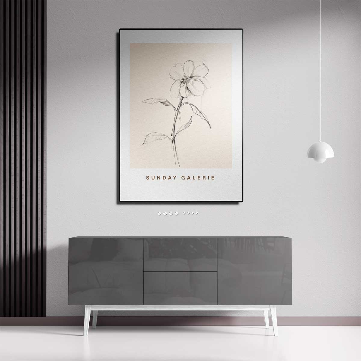 Potloodschets Bloem Kunstwerk-canvas-dibond-plexiglas-wanddecoratie-WallArtistic