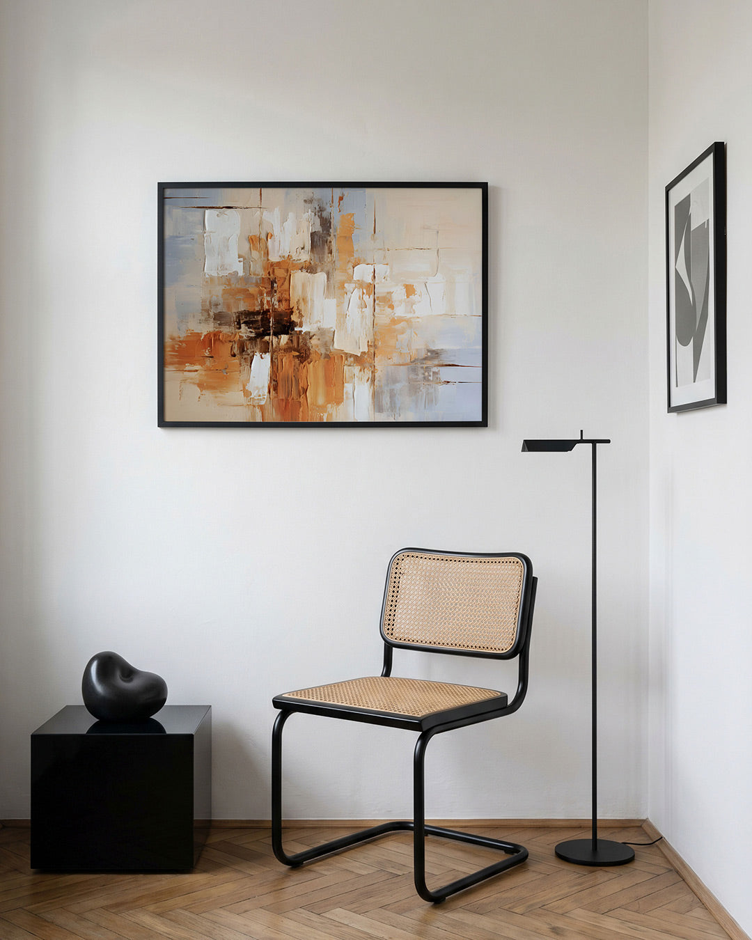 Abstracte beige en oranje Poster