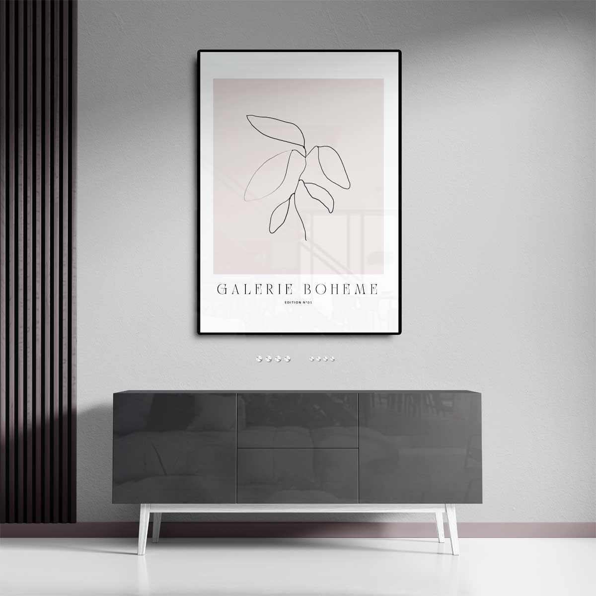 Minimalistische Lijntekening van Bladeren Kunstwerk-canvas-dibond-plexiglas-wanddecoratie-WallArtistic