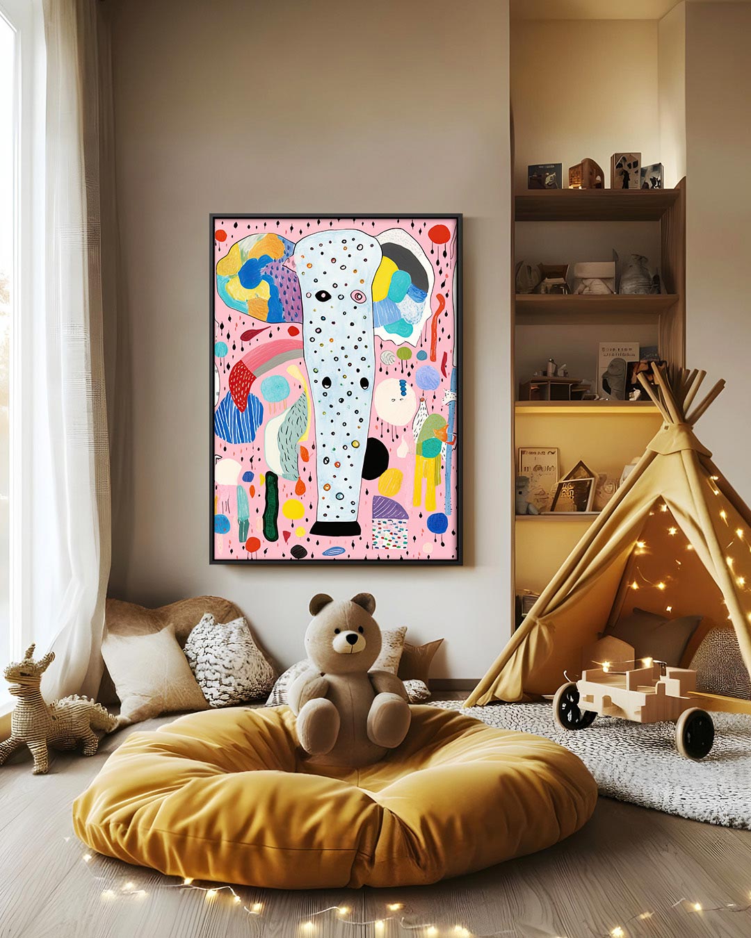 Speelse kleurencompositie Kunstwerk