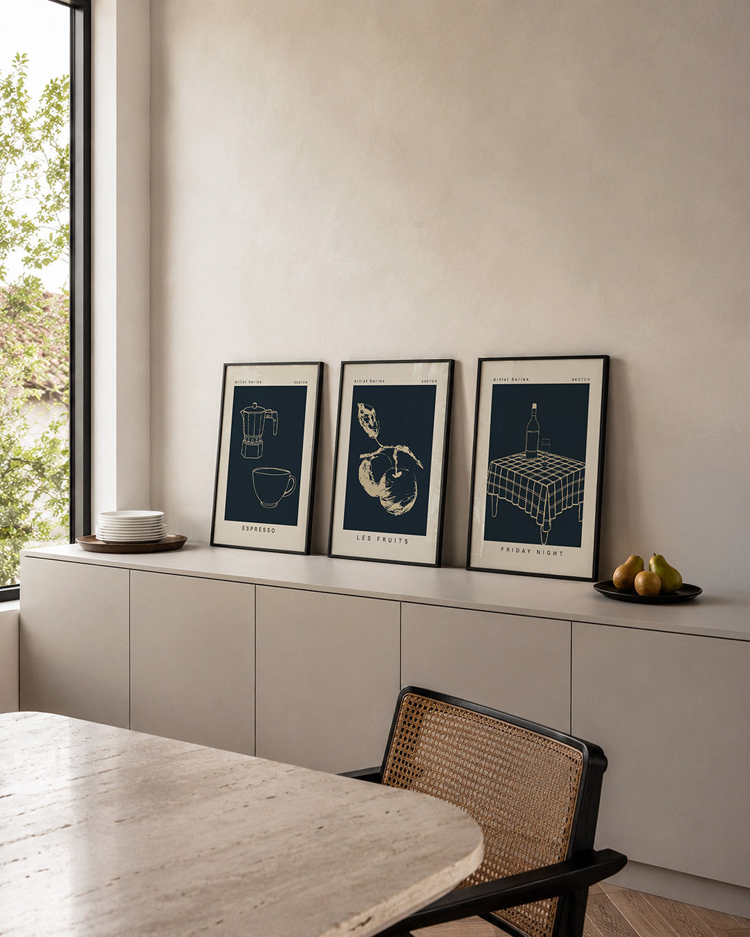 Lijnen en koffie Posterset