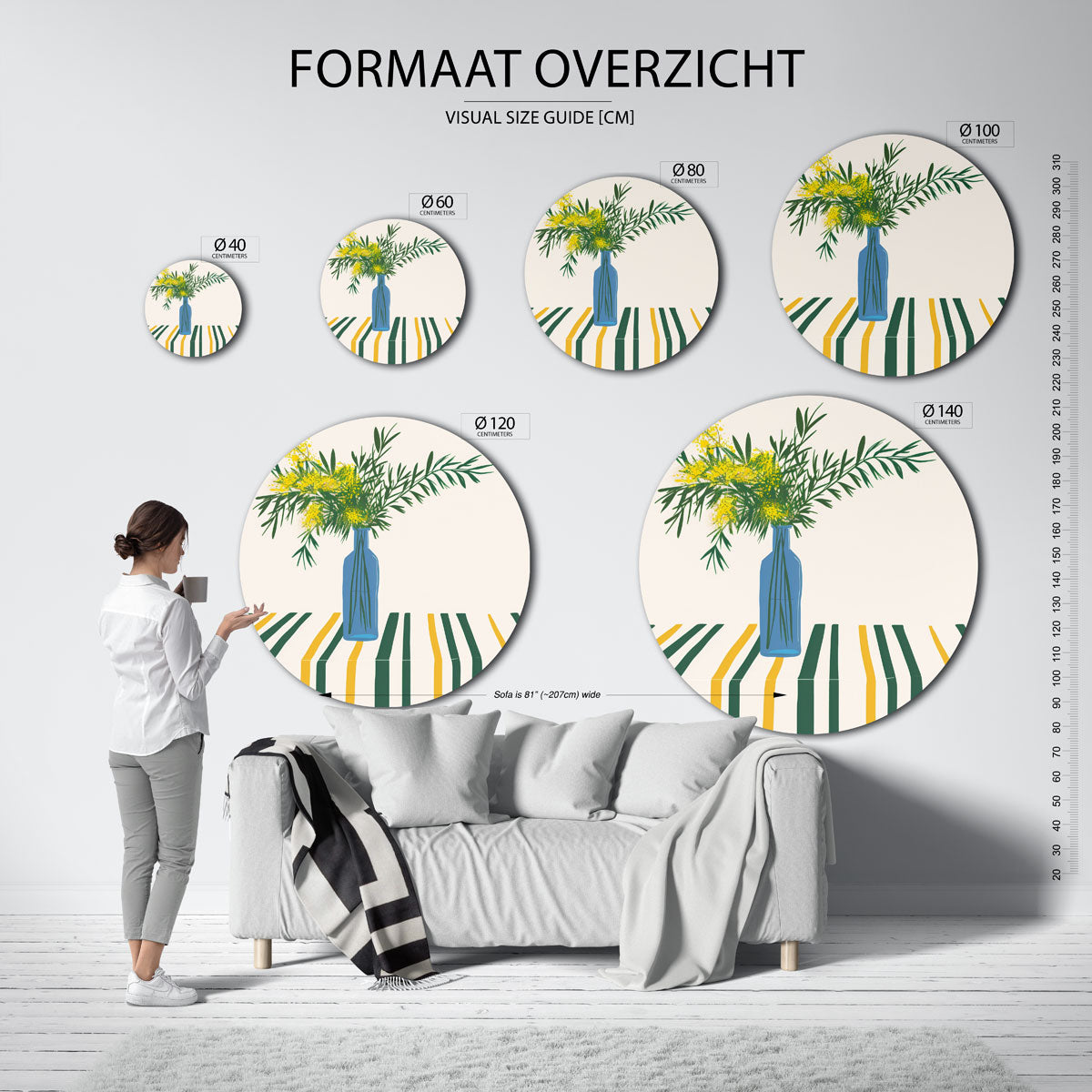 Vaas met bloemen Muurcirkel
