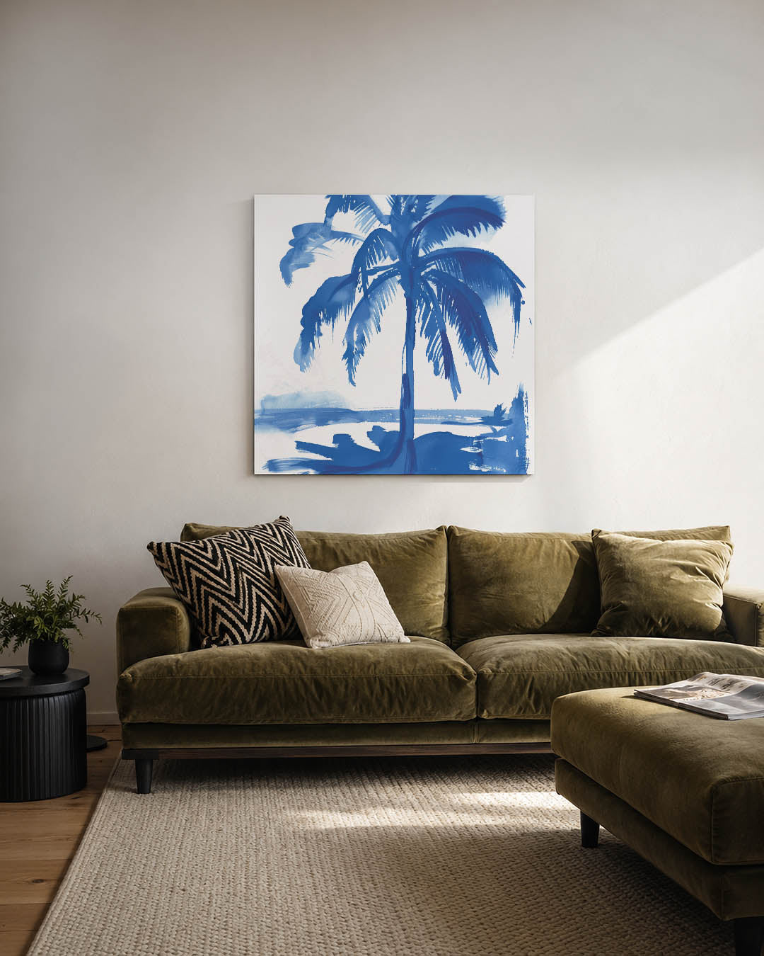 Blauwe palmboom Kunstwerk