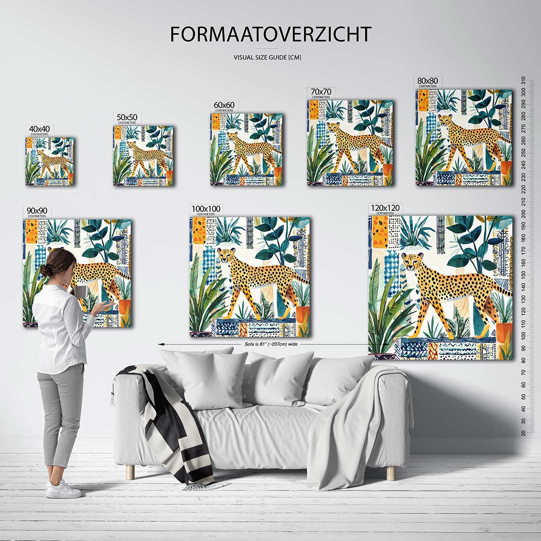 Luipaard en bladeren Kunstwerk