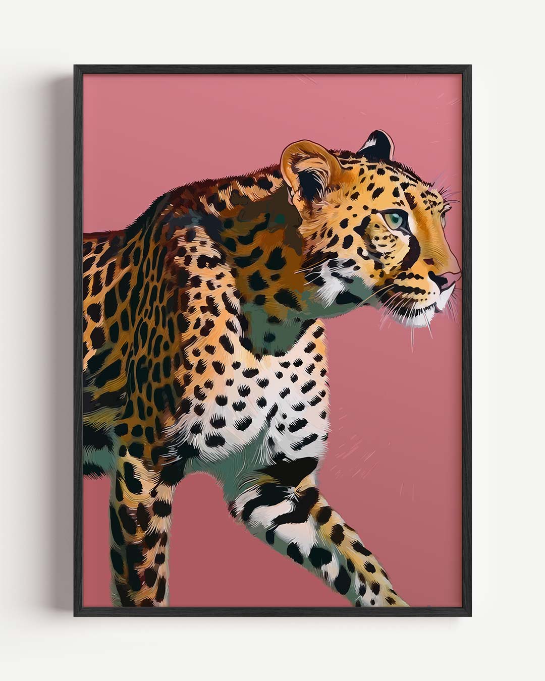 Sierlijke Panter op Roze Achtergrond Poster-WallArtistic