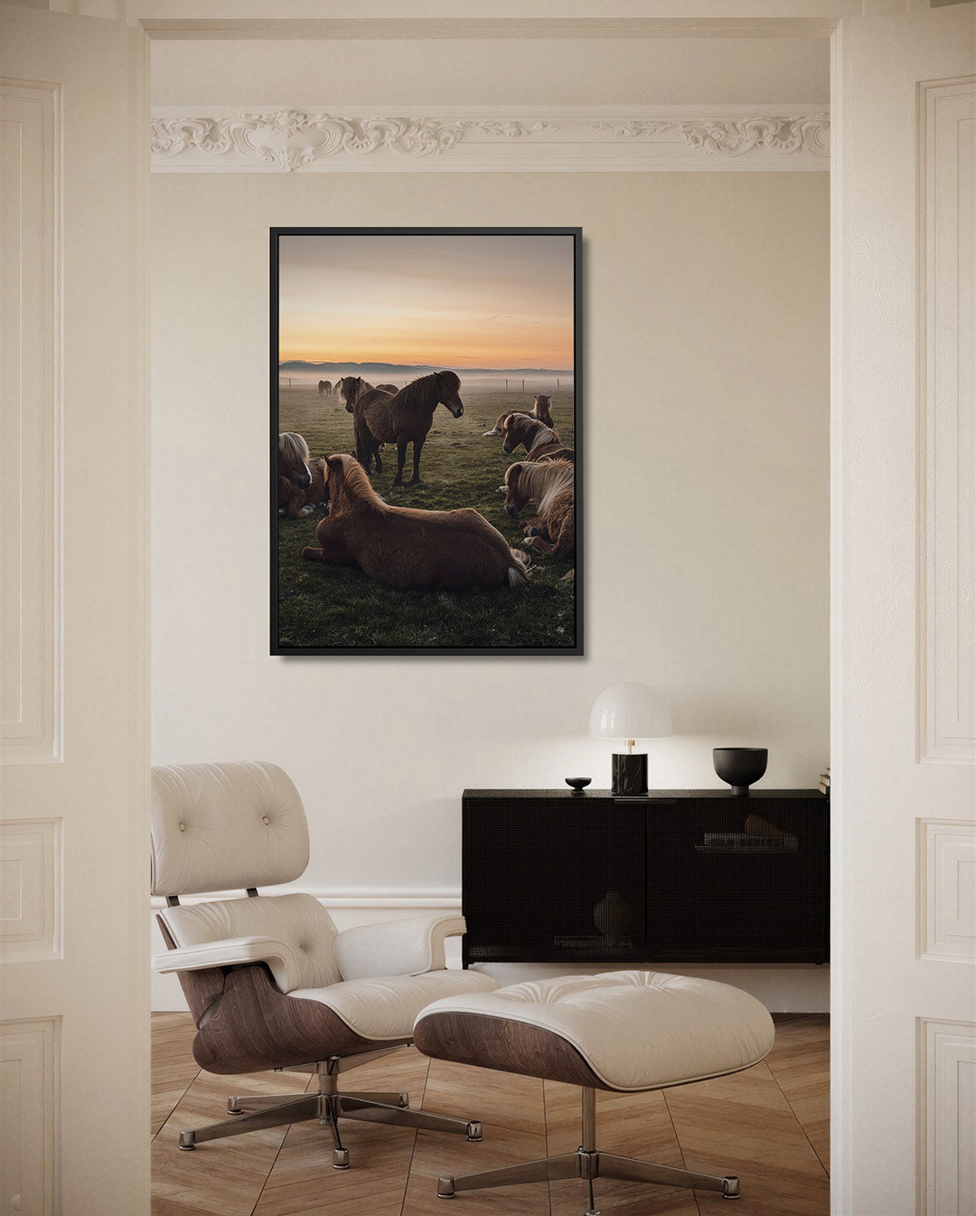 Rustige paardenweide Kunstwerk