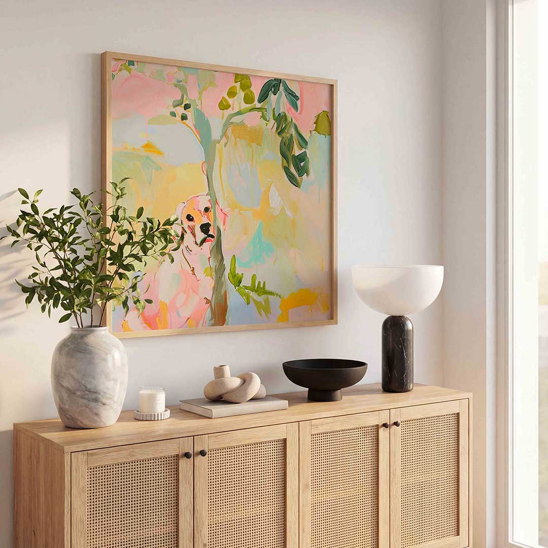 Hond en boom Poster