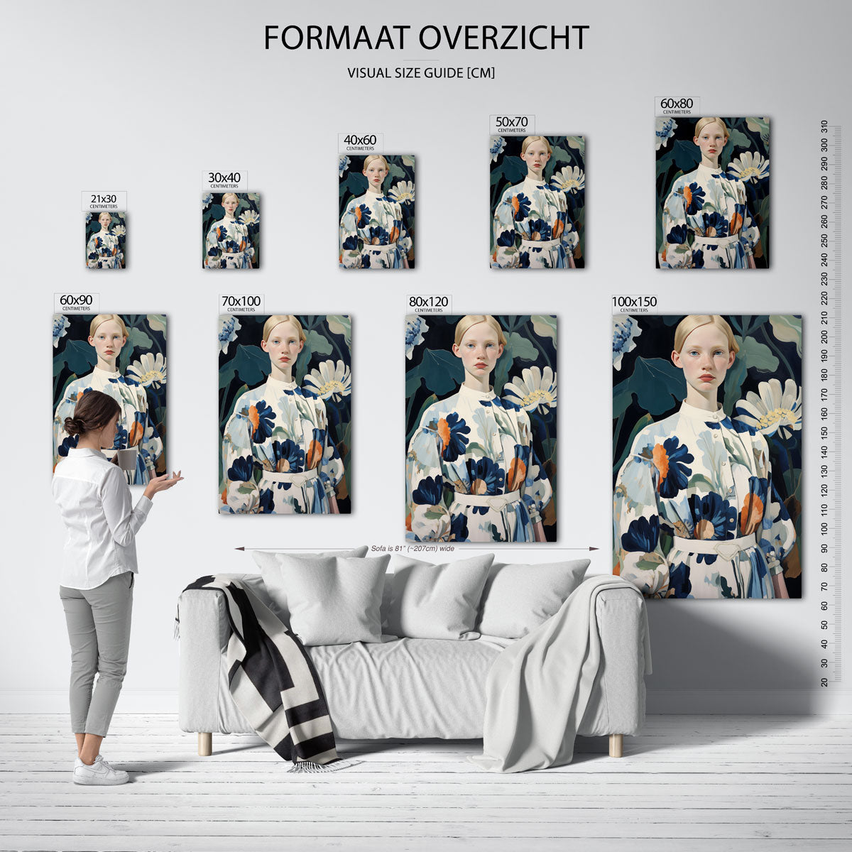 Vrouw met bloemenjurk Poster