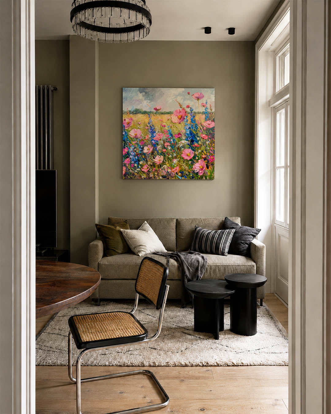 Bloemenweide schilderij Kunstwerk