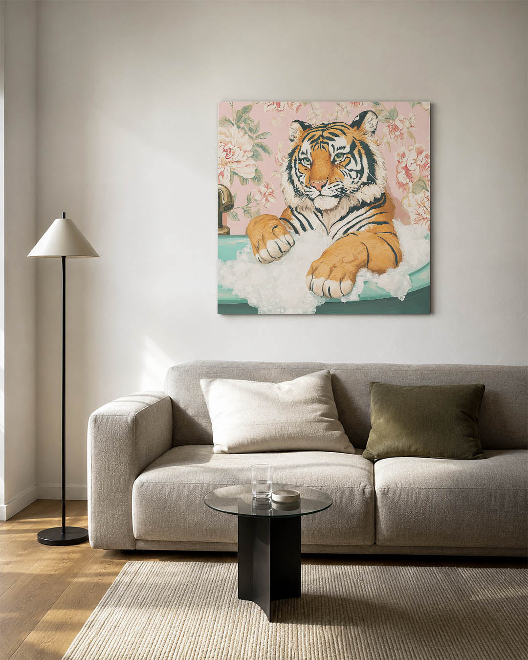 Tijger in bad Kunstwerk