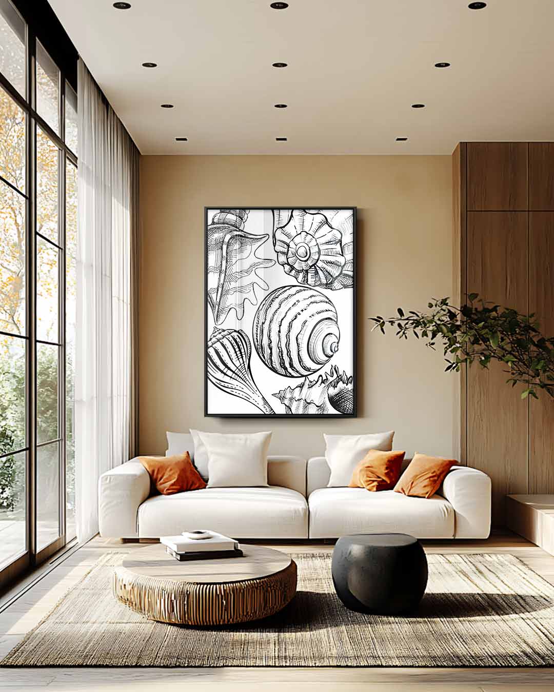 Schelpen Illustratie Kunstwerk-canvas-dibond-plexiglas-wanddecoratie-WallArtistic