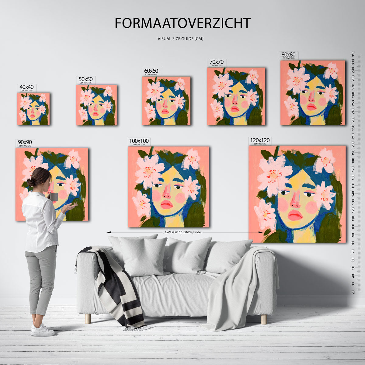 Bloemen en gezicht Poster
