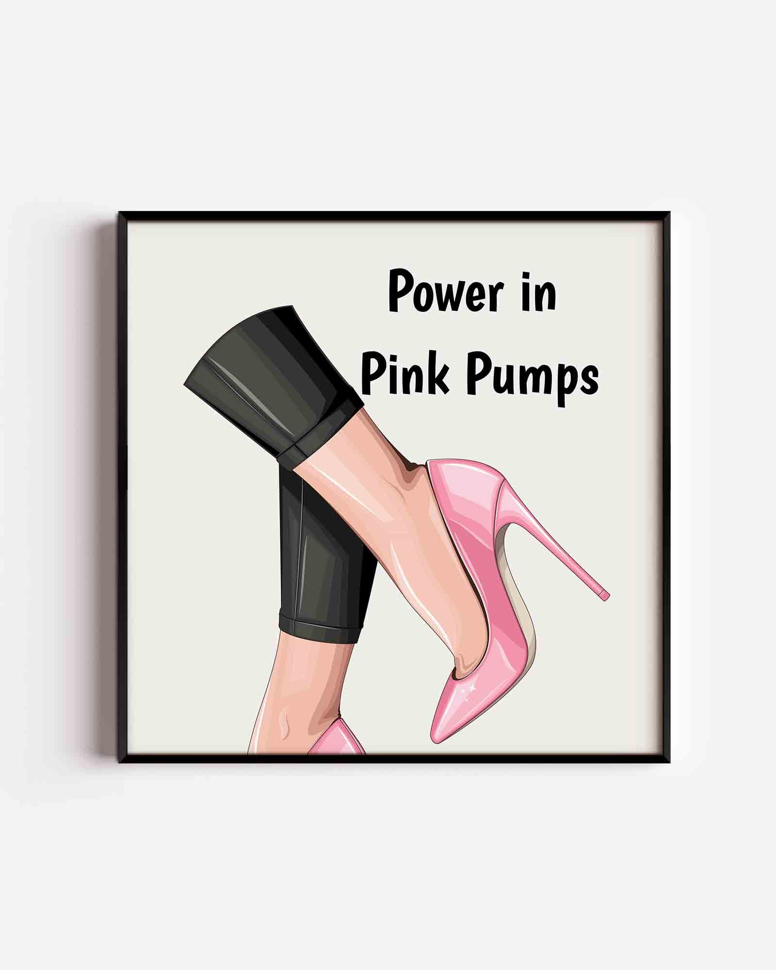 Roze pumps en zwarte broek Poster