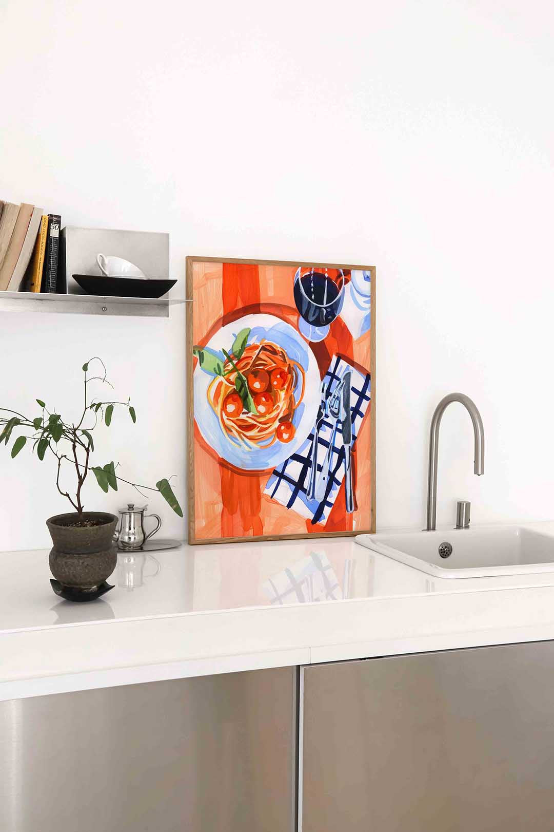 Spaghetti en wijn Poster