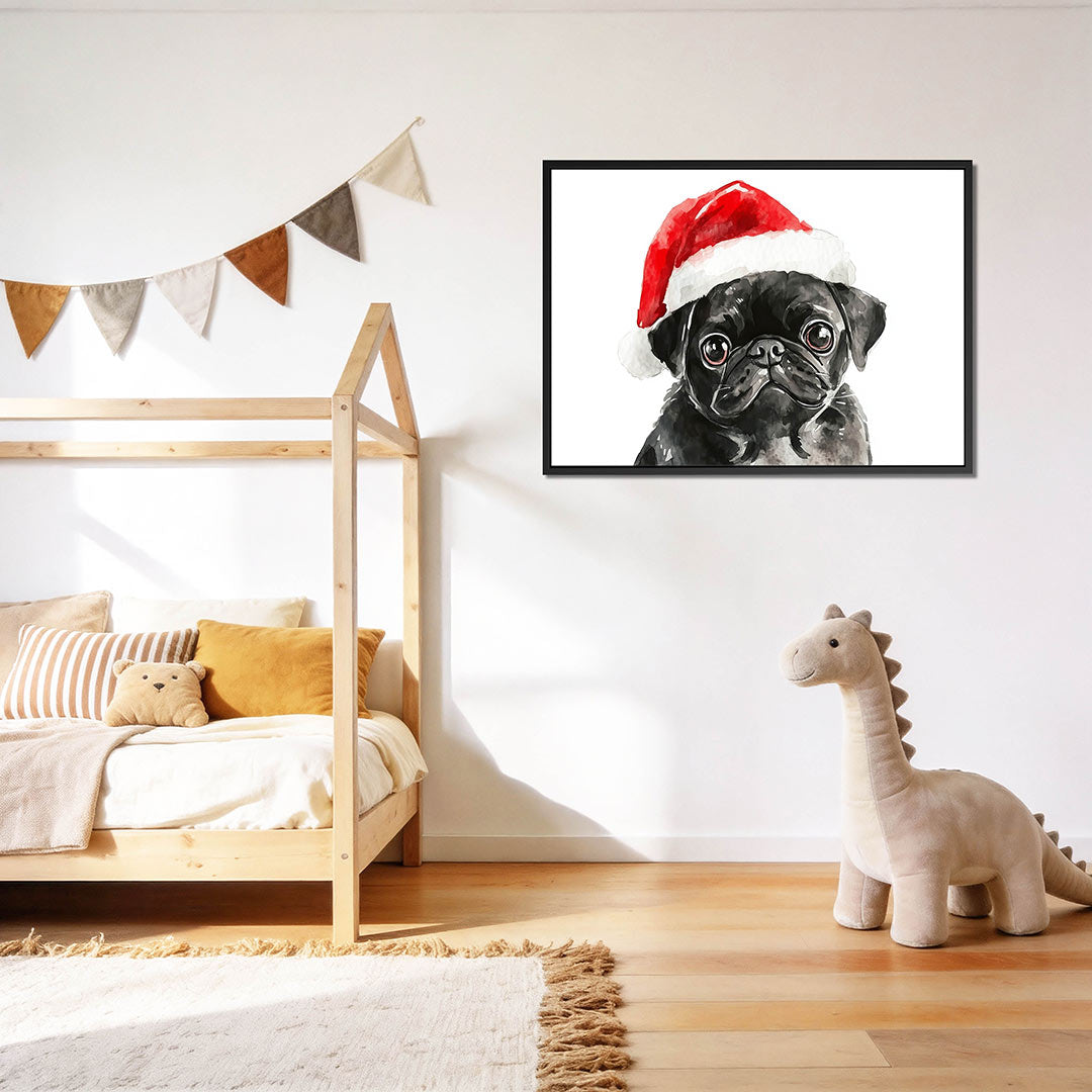 Hond met kerstmuts Kunstwerk