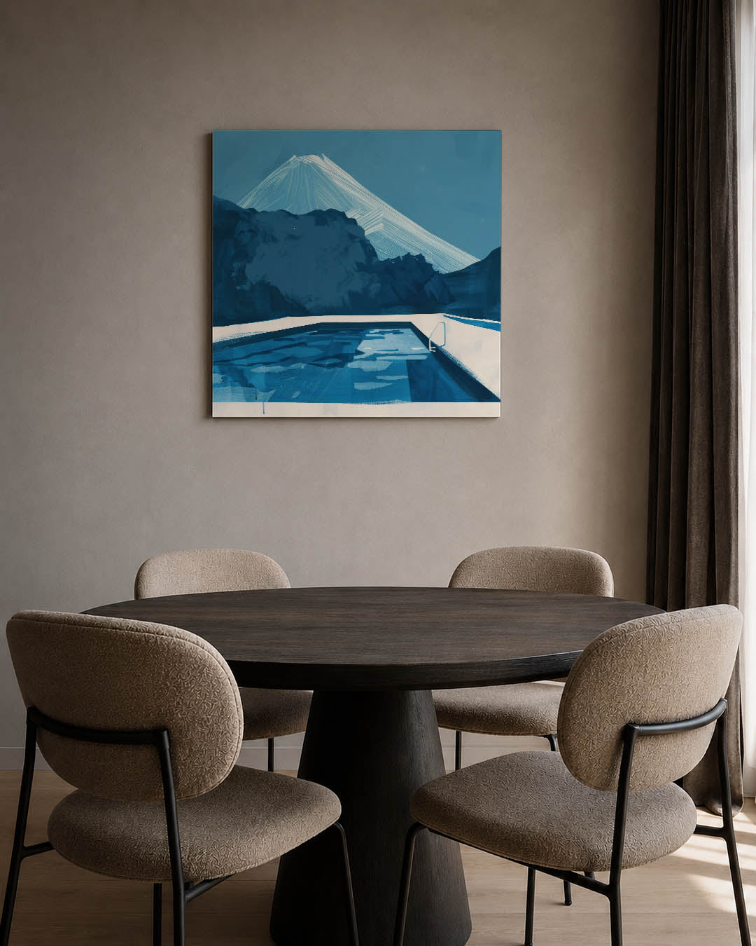 Blauwe berglandschap Kunstwerk