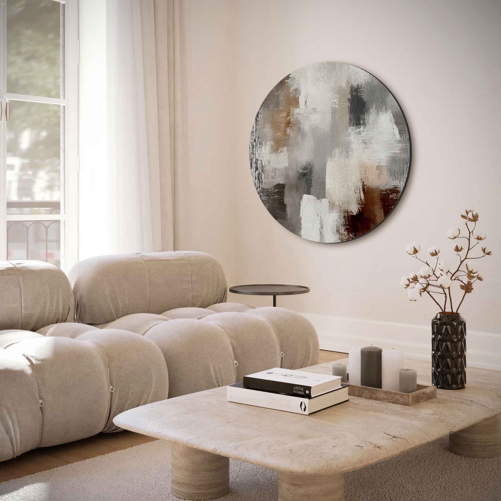 Abstracte beige en grijze Muurcirkel