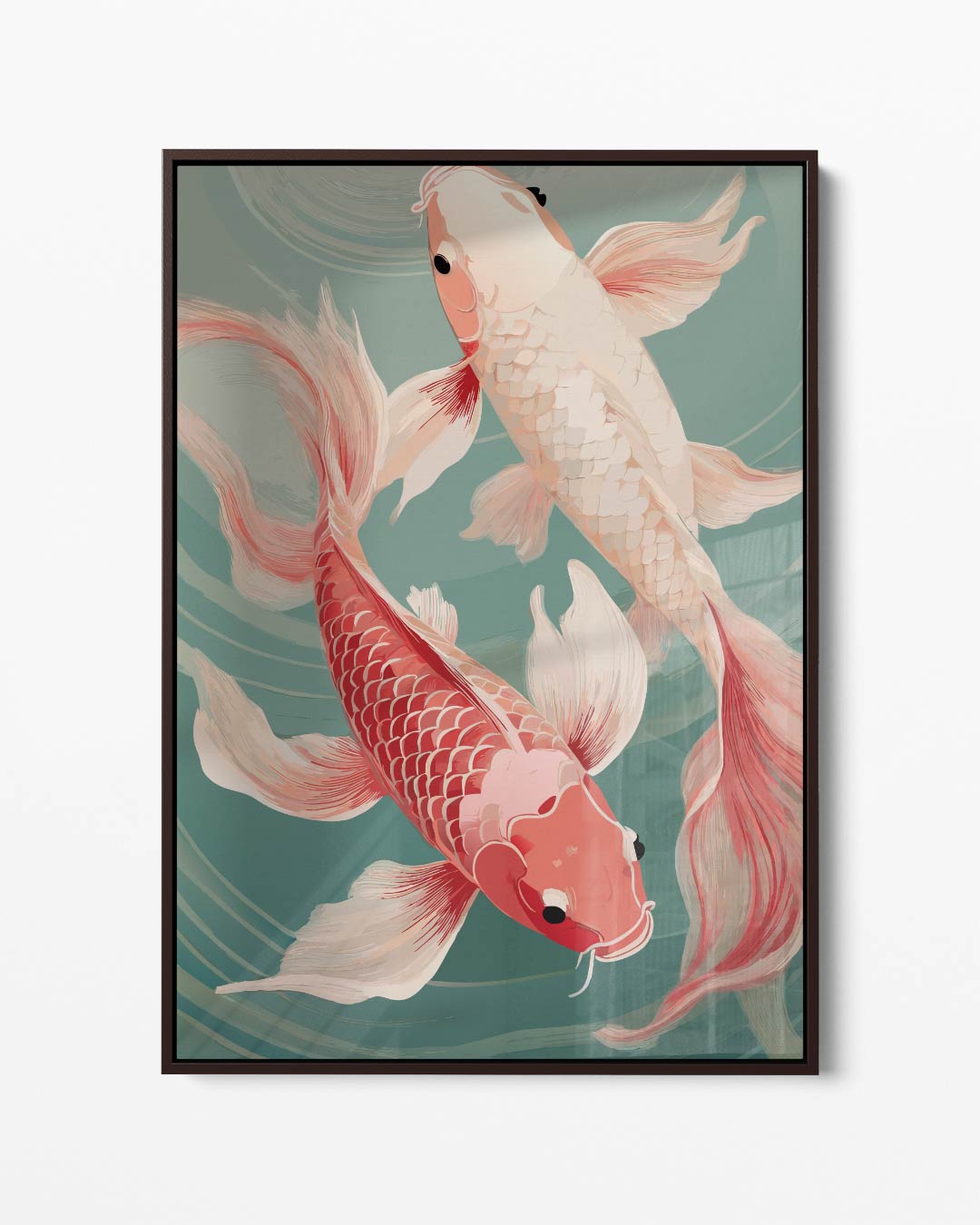 Dansende Koi Vissen Kunstwerk-canvas-dibond-plexiglas-wanddecoratie-WallArtistic