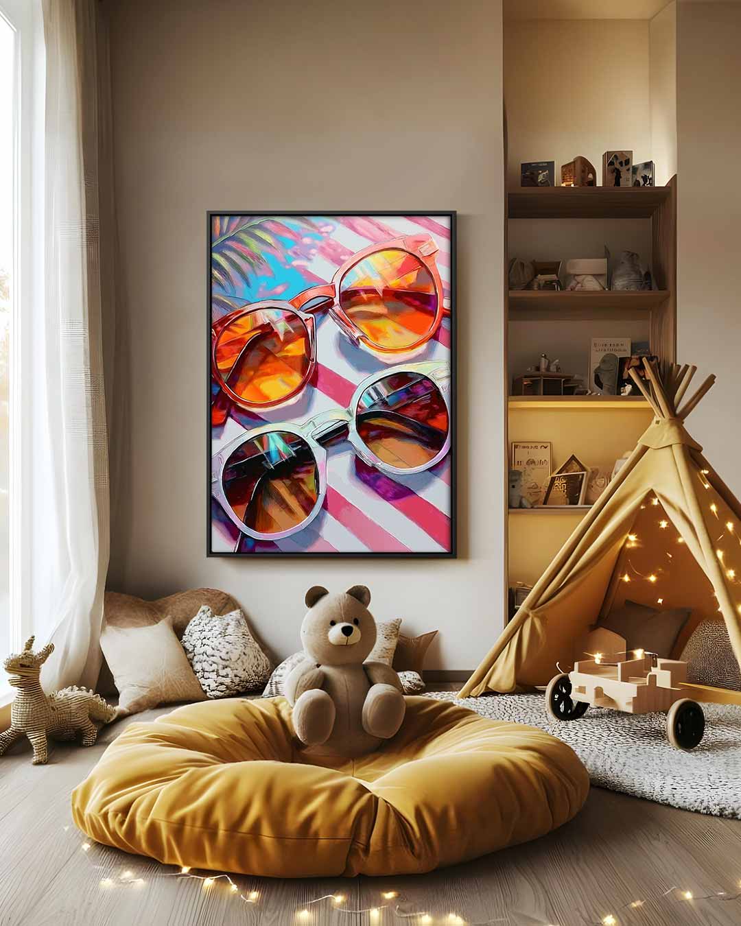 Zonnige Zomerbrillen Kunstwerk-canvas-dibond-plexiglas-wanddecoratie-WallArtistic