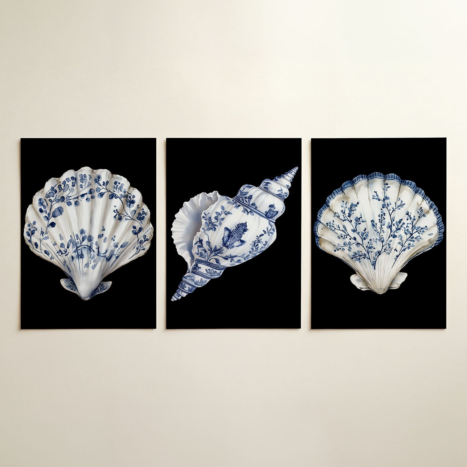 Blauwe schelpdetails Posterset