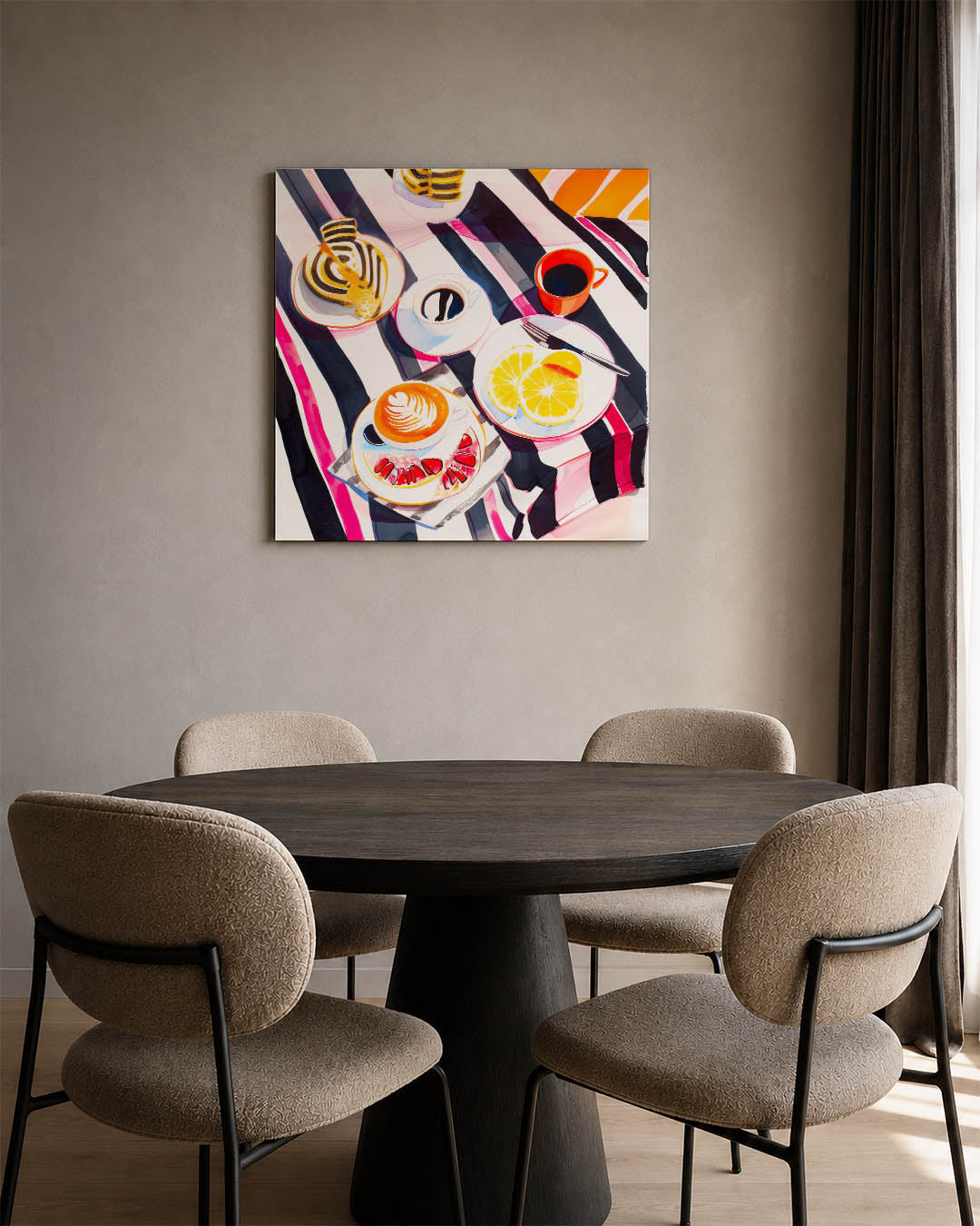 Vrolijk ontbijt tafereel Kunstwerk