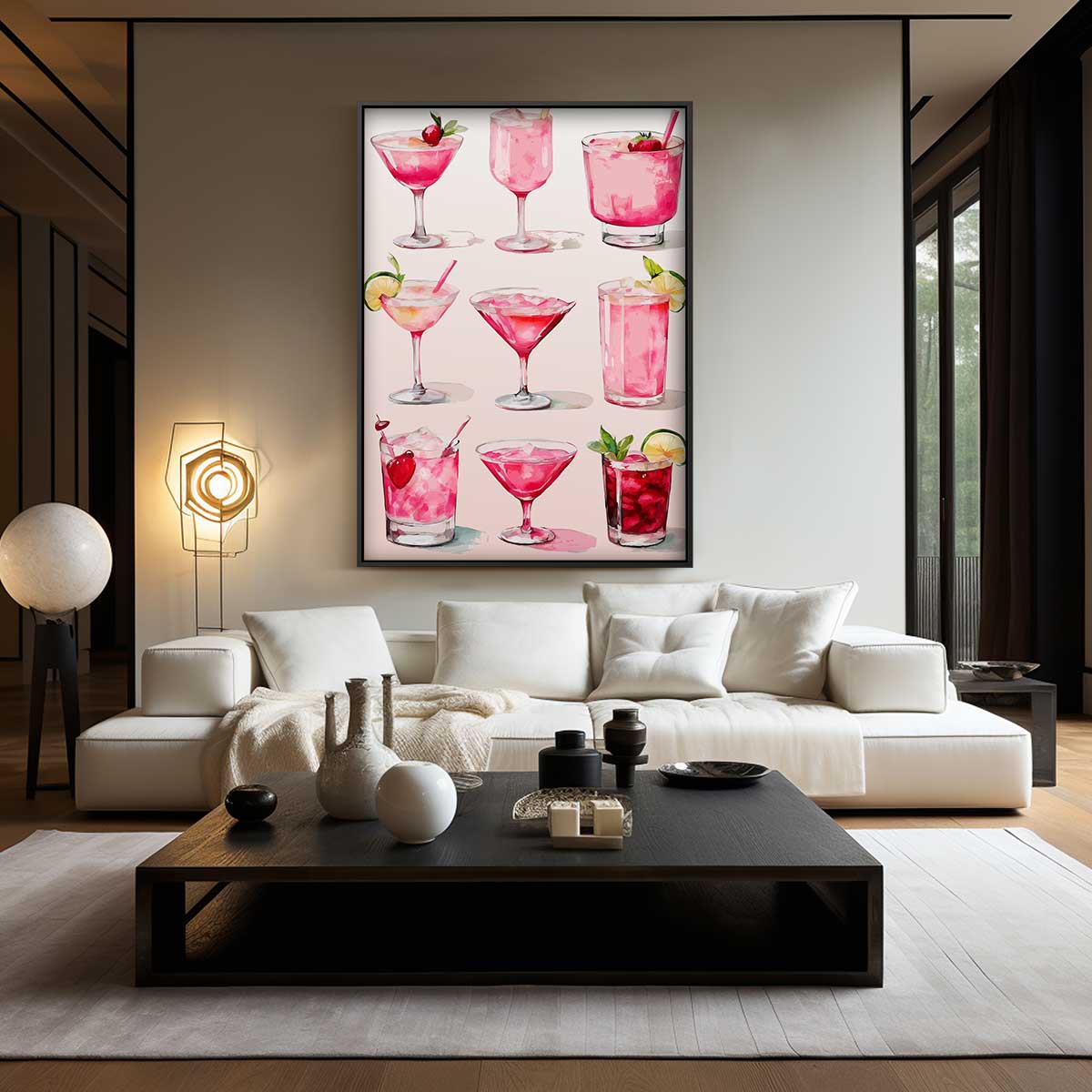 Cocktail Illustratie Print Kunstwerk-canvas-dibond-plexiglas-wanddecoratie-WallArtistic