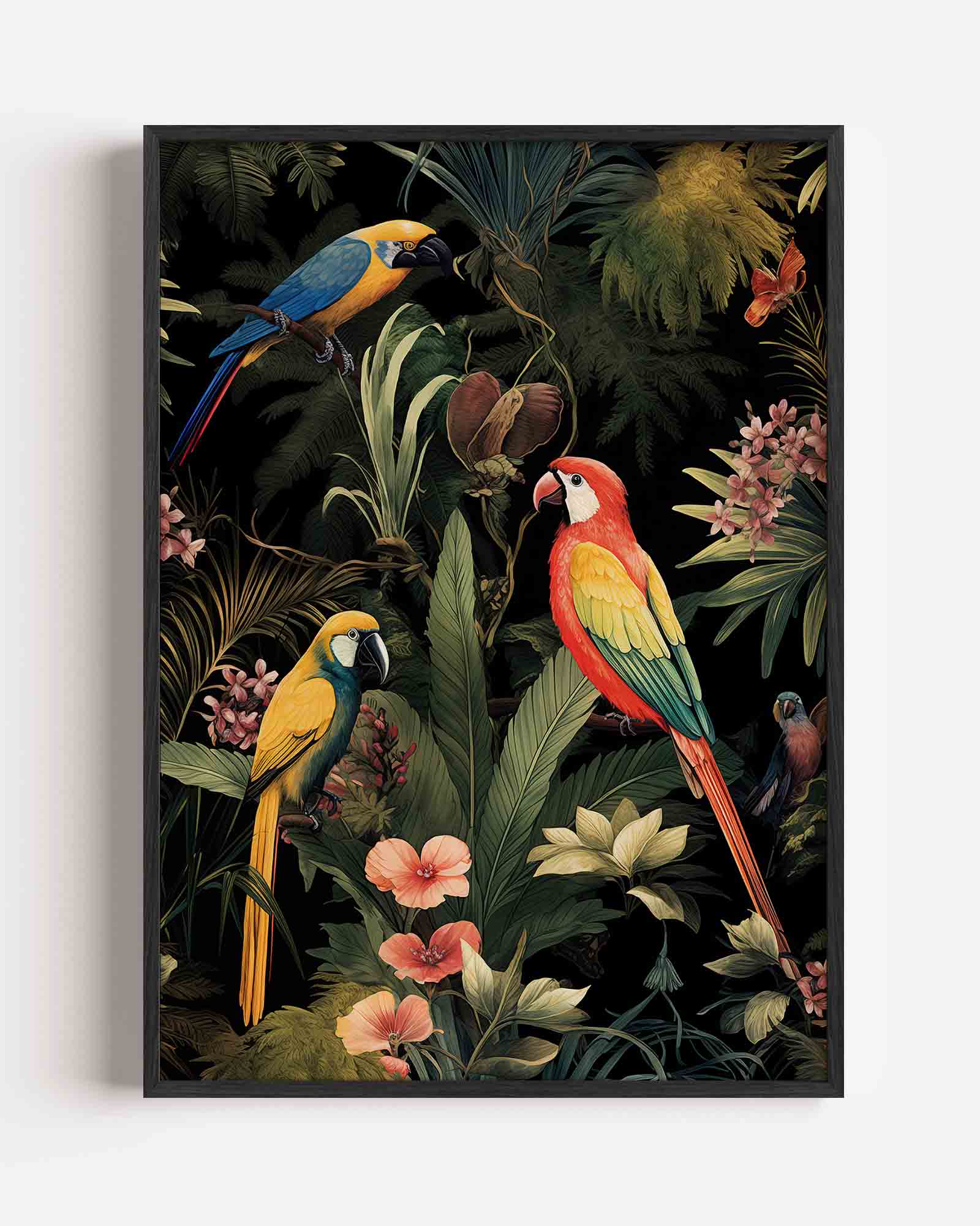 Papegaaien en planten Poster