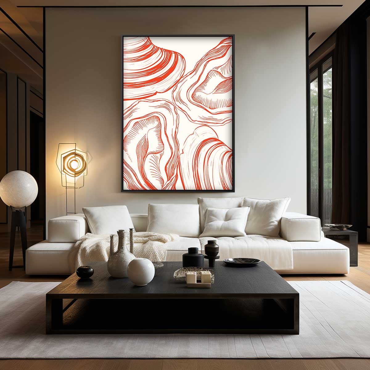 Organische Rood-Oranje Vormen Kunstwerk-canvas-dibond-plexiglas-wanddecoratie-WallArtistic