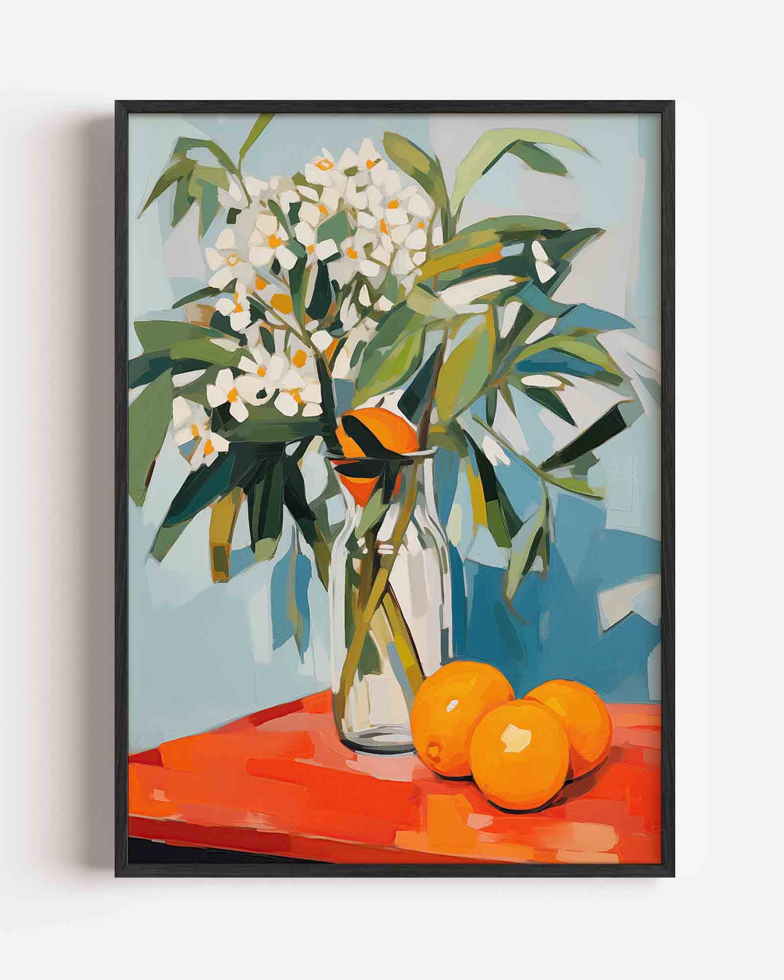 Bloemen en sinaasappels Poster