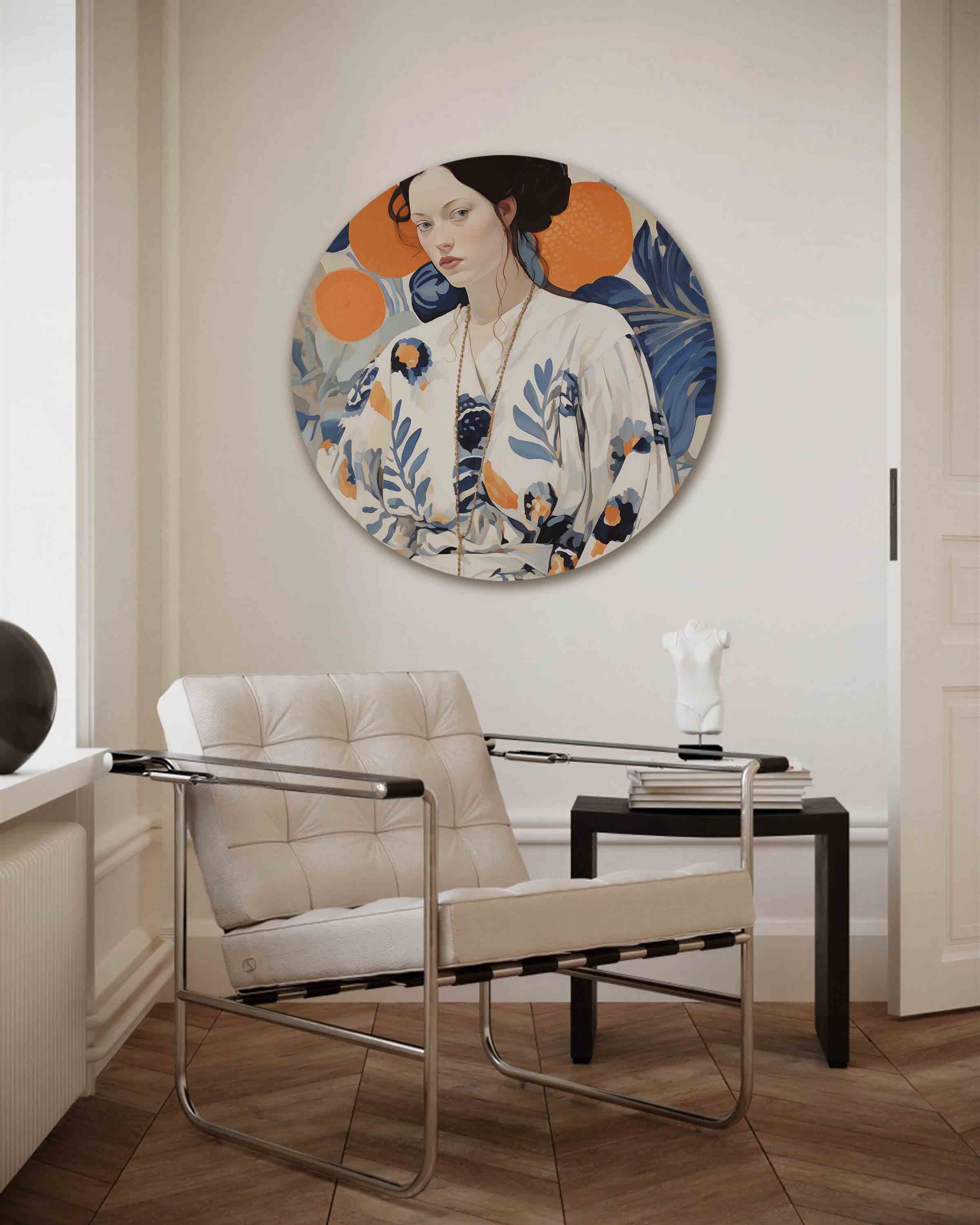 Vrouw met bloemen Muurcirkel