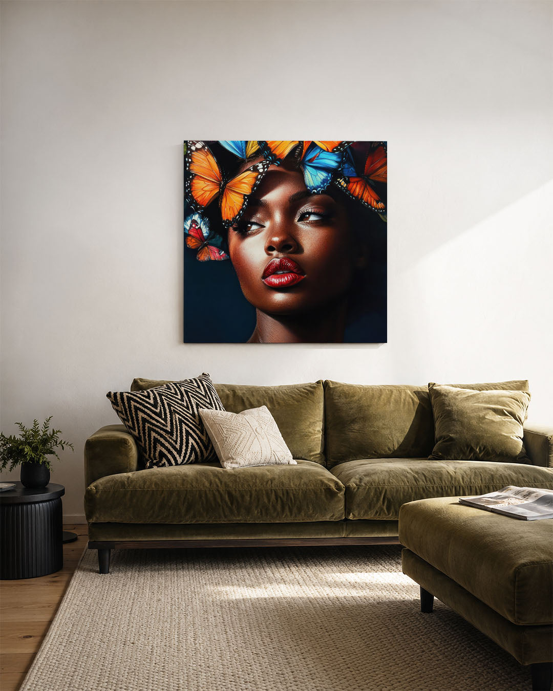 Vlinders en portret Kunstwerk