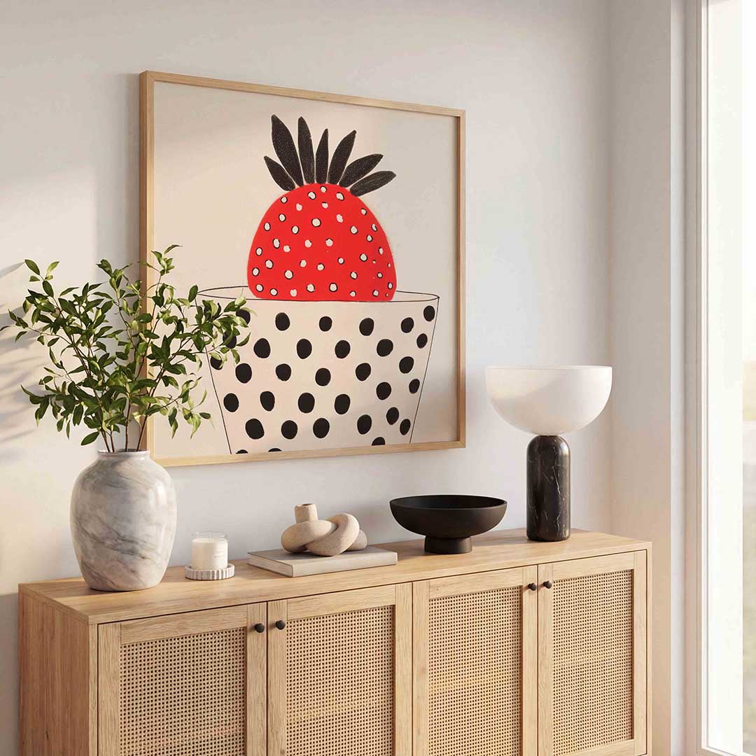 Aardbei in beker Poster