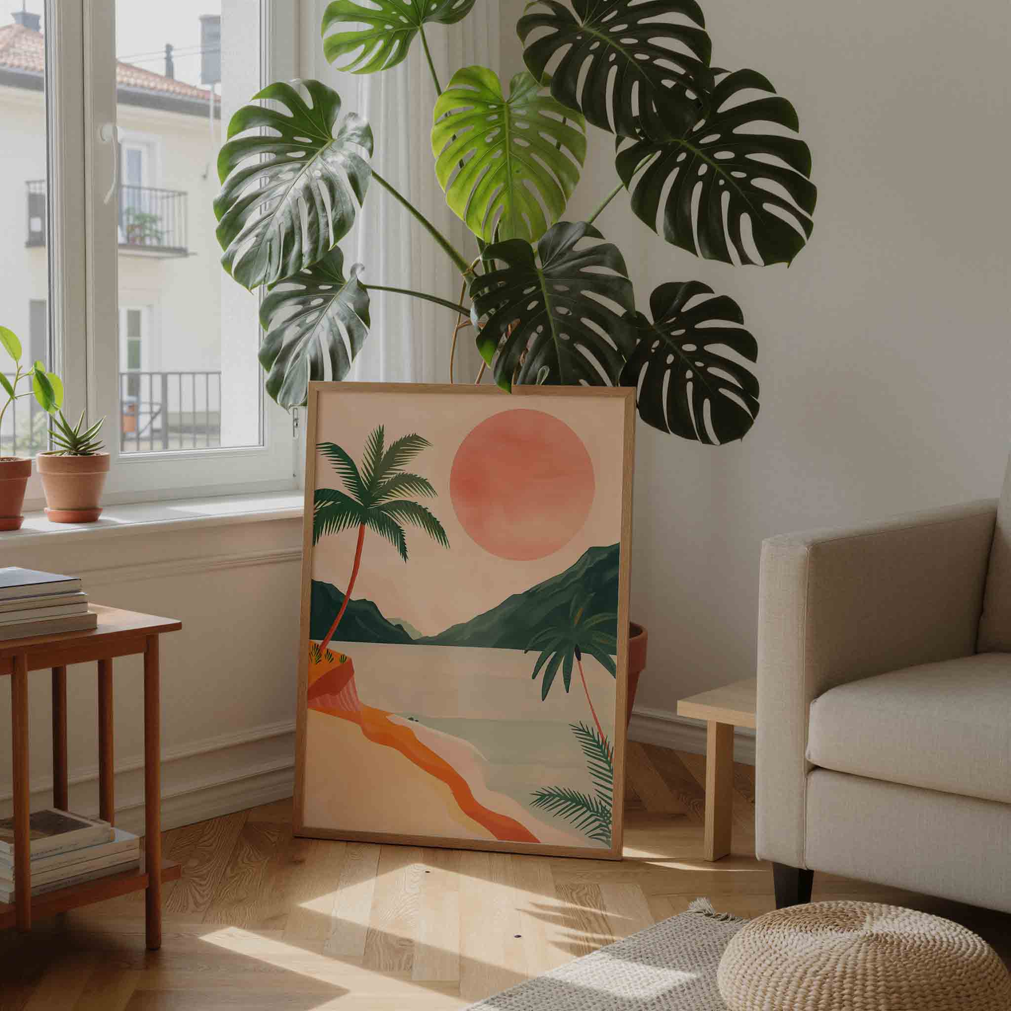Palmbomen en zon Poster