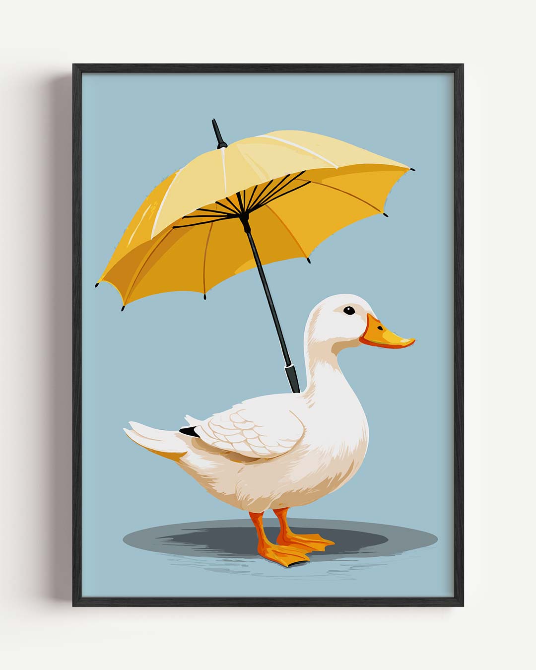 Vrolijke Eend met Paraplu Poster-WallArtistic