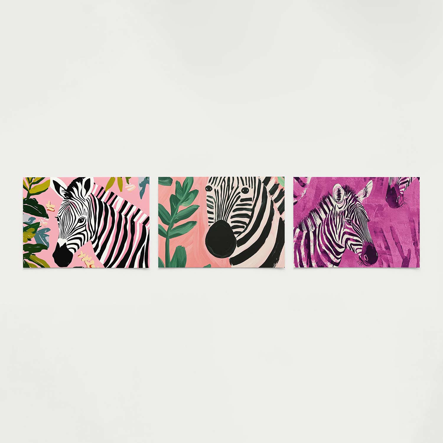 Zebra en bladeren Posterset