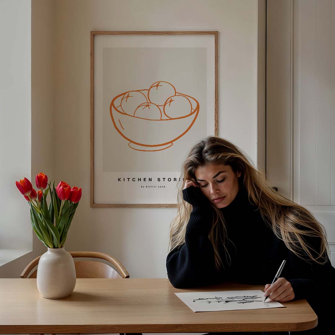 Kitchen Stories - Fruitschaal Illustratie Poster-WallArtistic