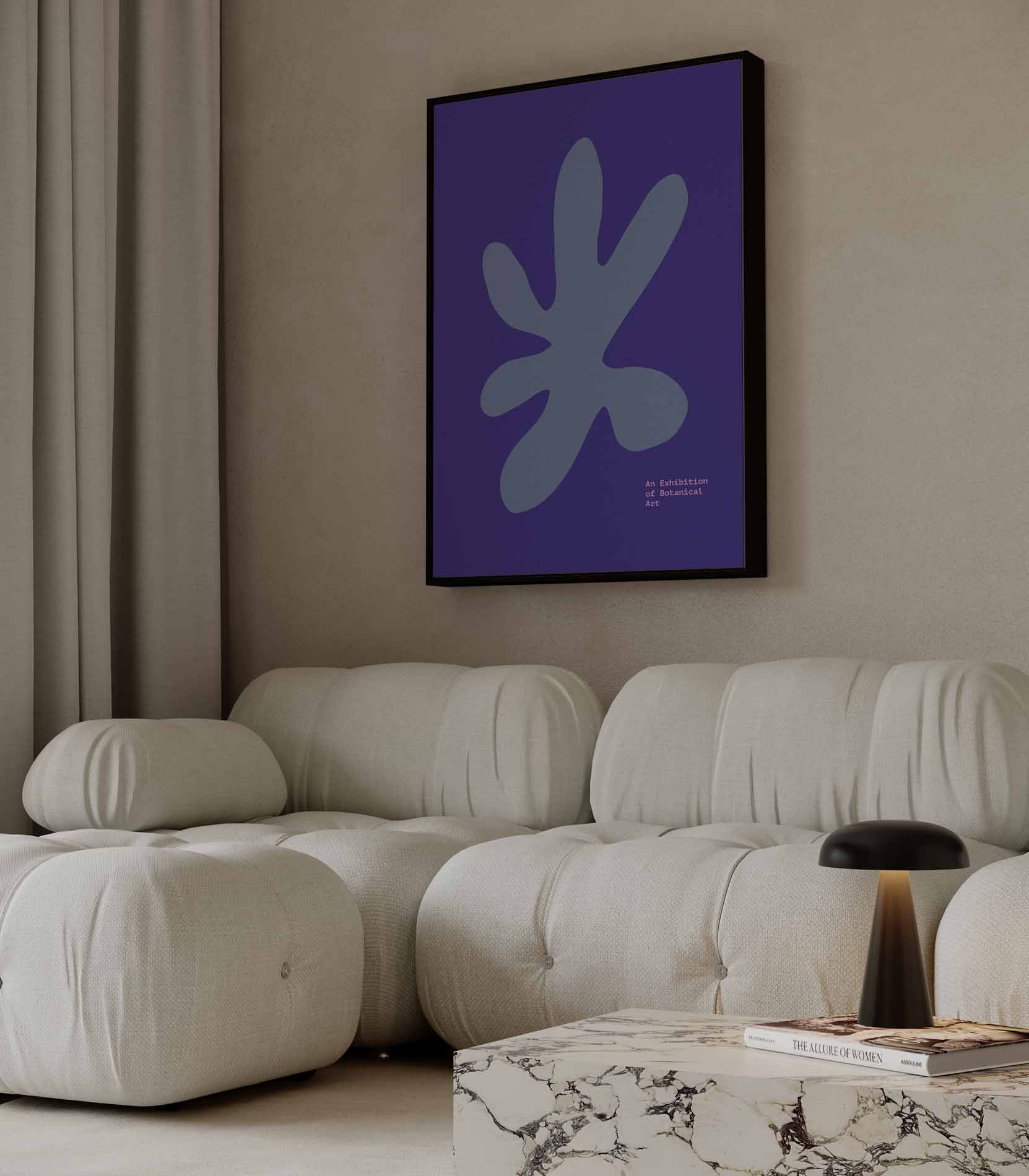 Botanisch Blauw Kunstwerk-canvas-dibond-plexiglas-wanddecoratie-WallArtistic