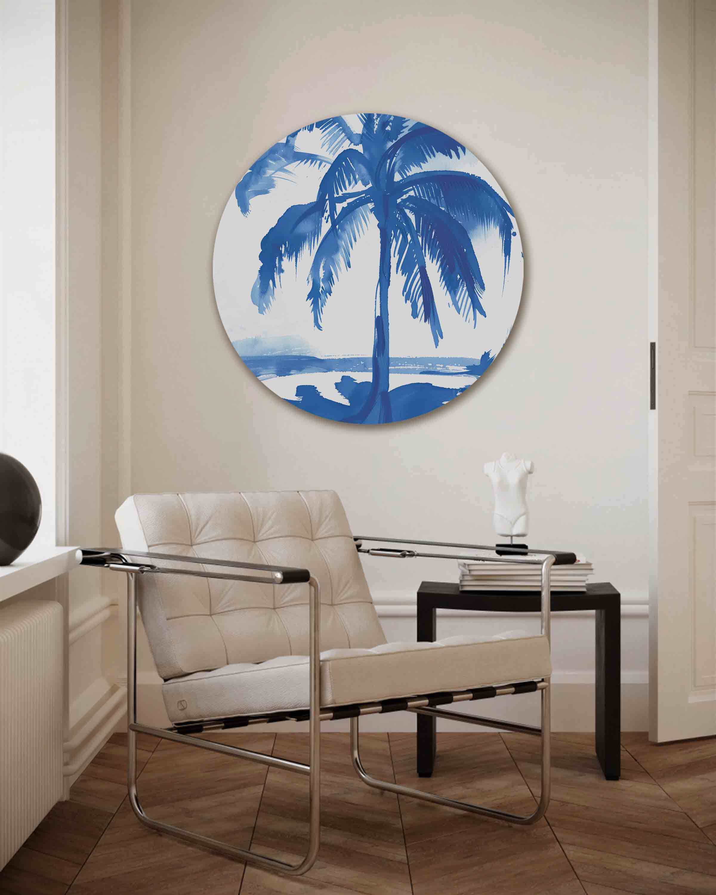 Blauwe palmboom Muurcirkel