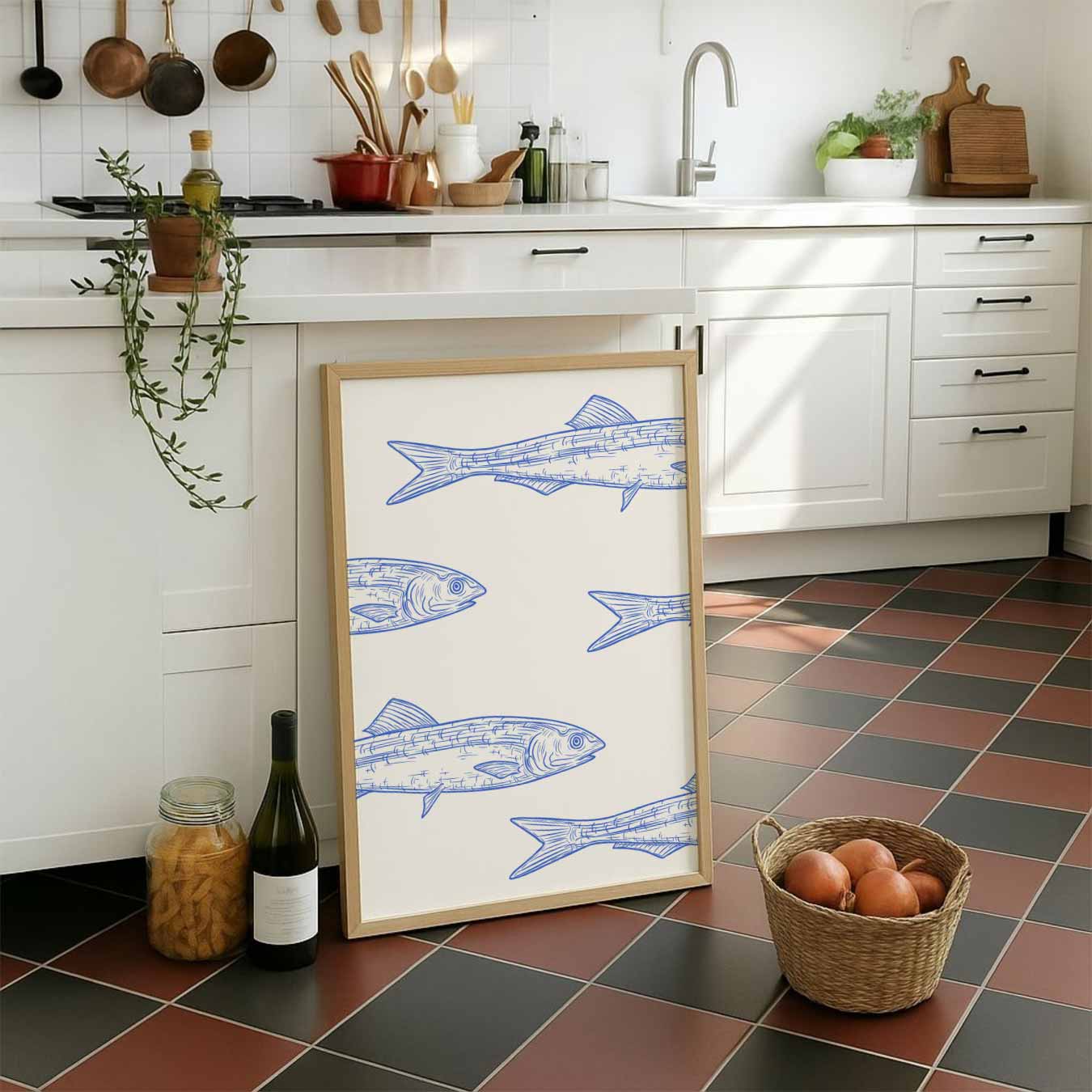 Stijlvolle Vissen Illustratie Poster-WallArtistic