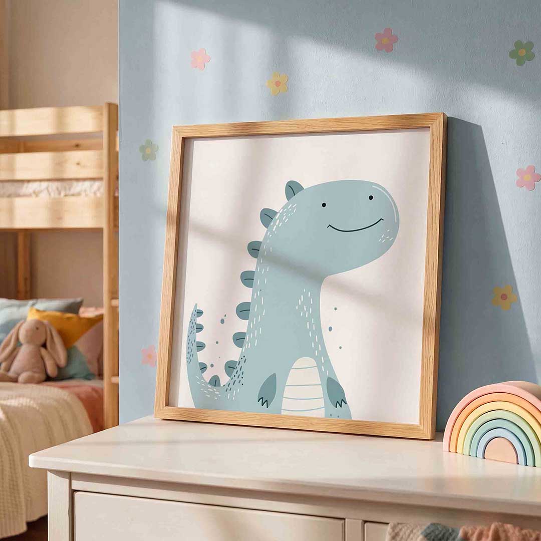 Blauwe dinosaurus Poster