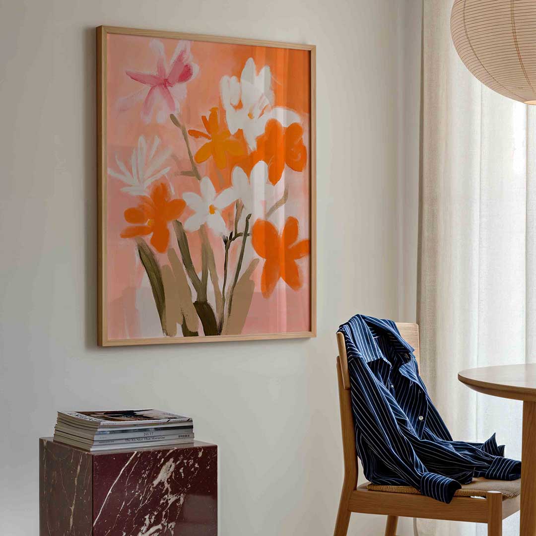 Bloemen in oranje Poster