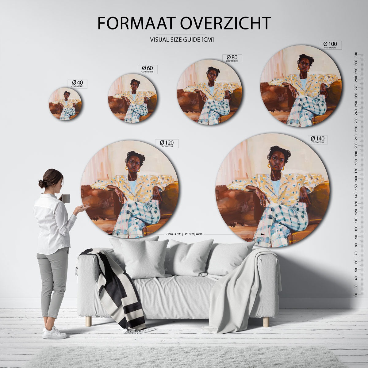 Vrouw in gele jas Muurcirkel
