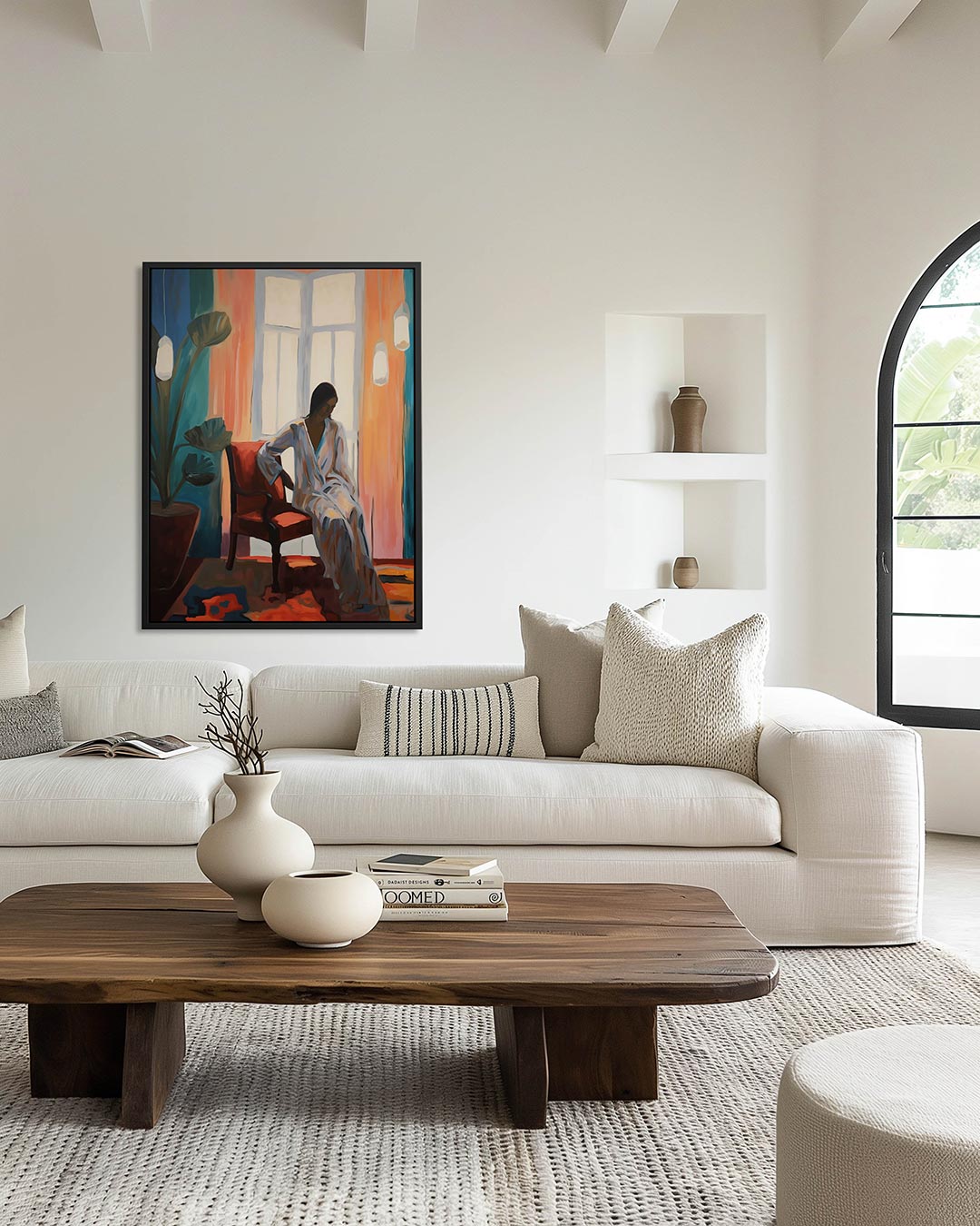 Vrouw in interieur Kunstwerk