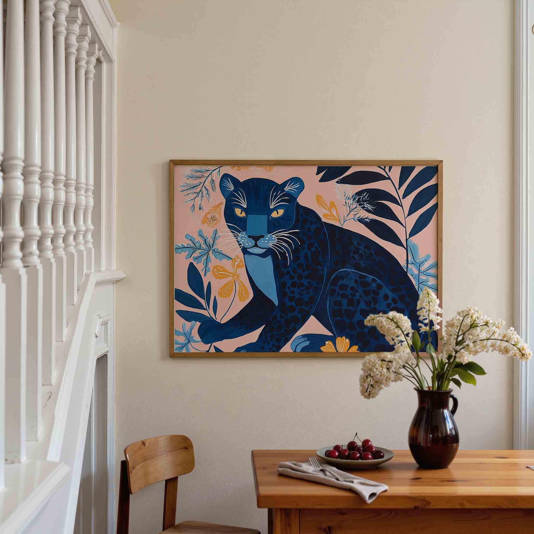 Panter met bladeren Poster