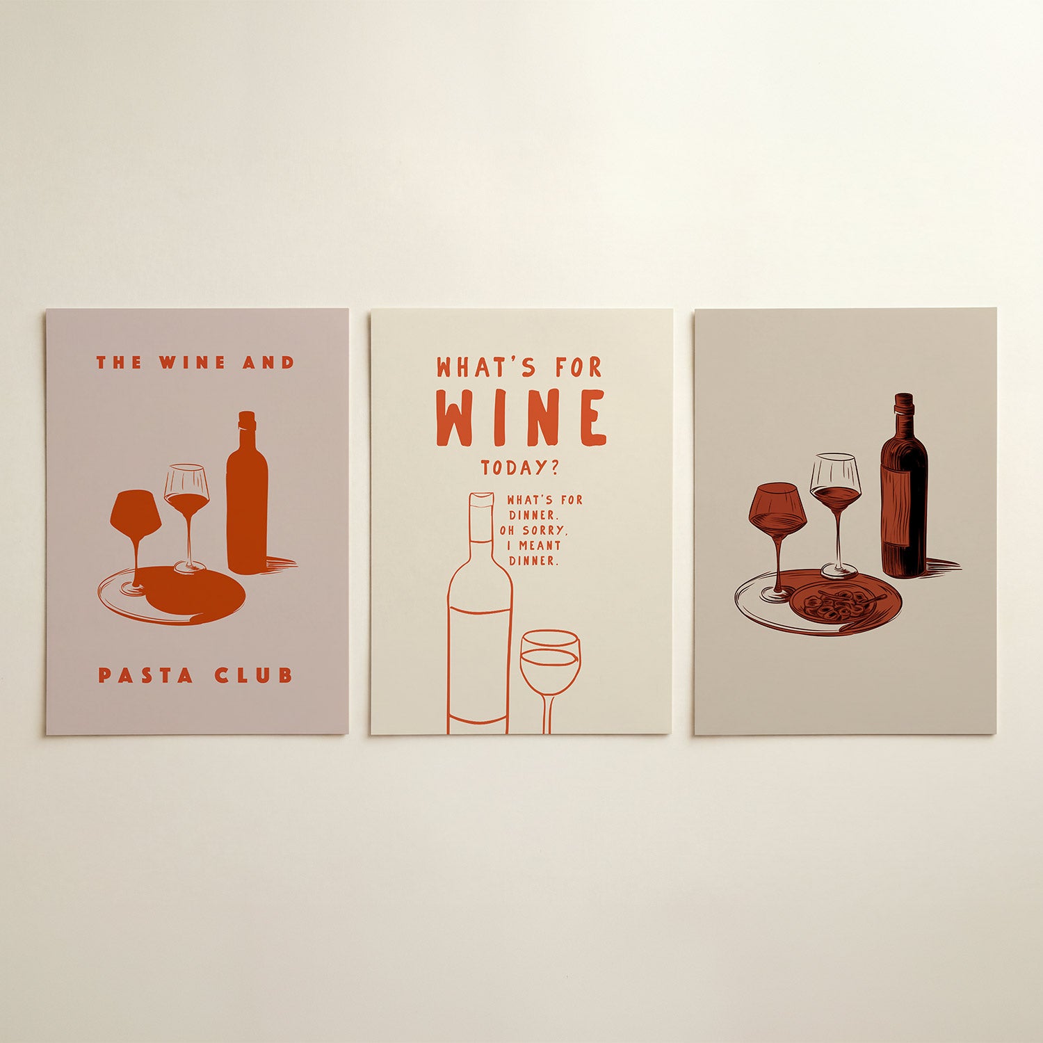 Wijn en pasta Posterset