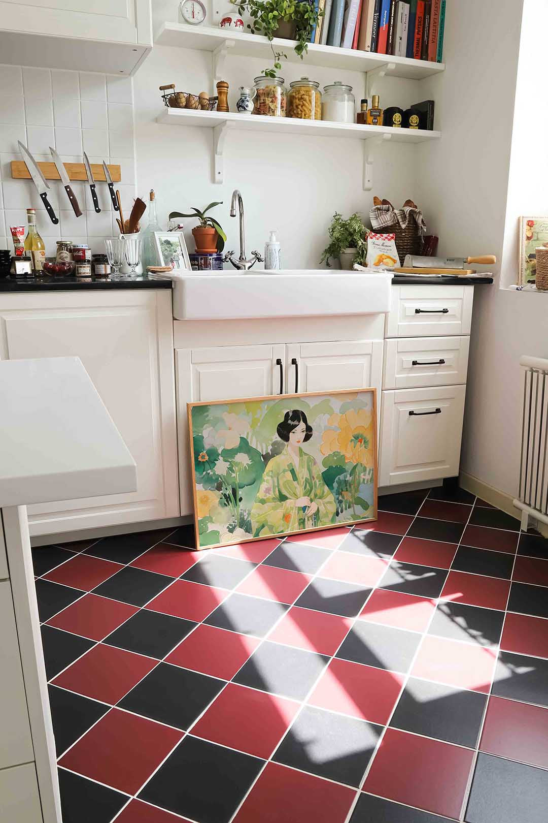 Vrouw in groene kimono Poster